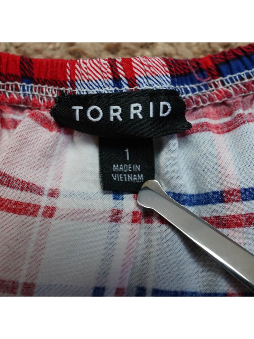 Torrid Tiered Midi Dress Womens Size 1 Plaid Puff Sleeve Cottagecore Peasant - Picture 5 of 12